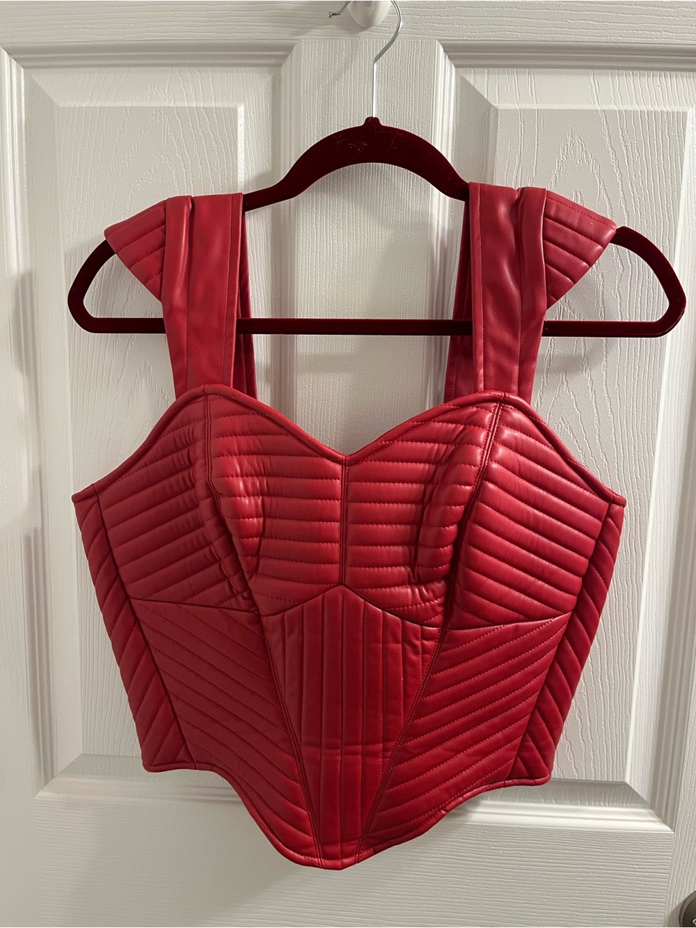 Bram Stoker’s Dracula Quilted Red Leather Bustier Top by La Femme en Noir
